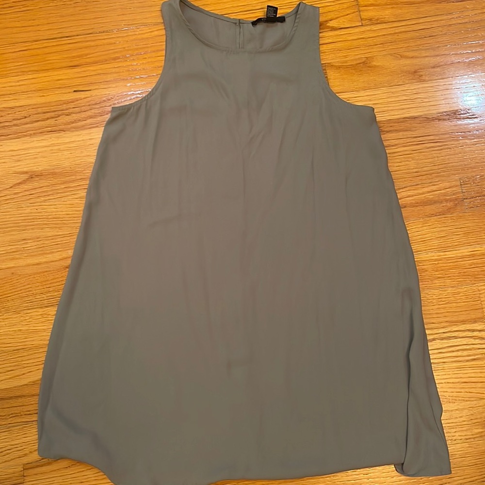Women's Forever21 Sage Green Loose and Lightweight Airy Sleeveless Mini Dress